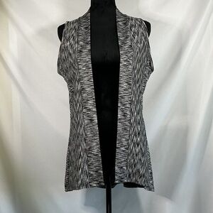 Parsley & Sage Black and White Space-Dye Open Front Vest Size Small